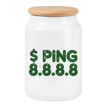 Retro Ping Glyphs in Green - Cookie Jar with Wooden Lid - white - Front