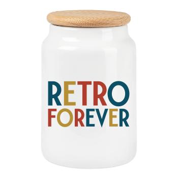 Retro forever - Boîte à biscuits avec couvercle en bois - blanc - Devant