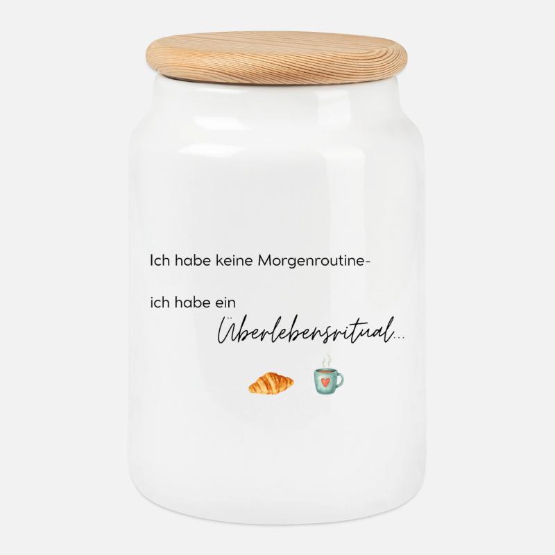 LIEBEVOLL Morgenroutine Croissant  - Keksdose mit Holzdeckel - Weiß