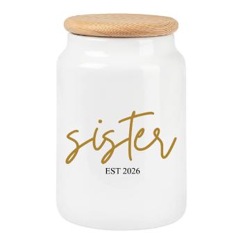 Sister Est 2026 - Boîte à biscuits avec couvercle en bois - blanc - Devant