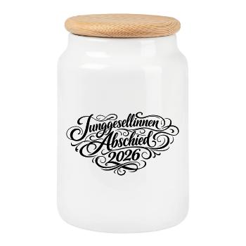 Bachelorette Party 2026 Bachelorette Party - Cookie Jar with Wooden Lid - white - Front
