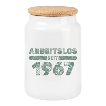 depuis 1967 - Boîte à biscuits avec couvercle en bois - blanc - Devant