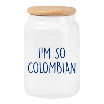 I'm so Colombian Kolumbien - Keksdose mit Holzdeckel - Weiß - Vorne