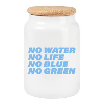 Water - Cookie Jar with Wooden Lid - white - Front