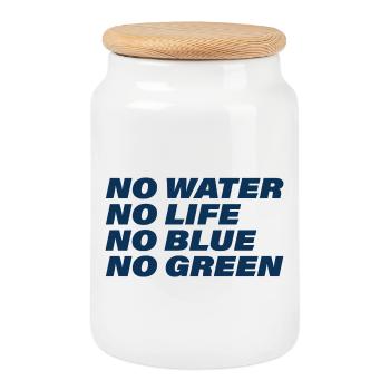 Water - Cookie Jar with Wooden Lid - white - Front