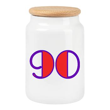 90. 90 ANS. 90e ANNIVERSAIRE. ANNIVERSAIRE 90 ANS. - Boîte à biscuits avec couvercle en bois - blanc - Devant
