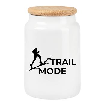Trail Mode - Trail Running Design Mountain Running - Cookie Jar with Wooden Lid - white - Front