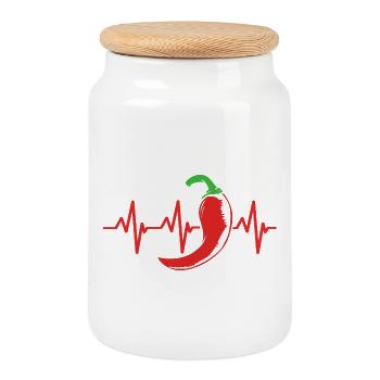 Chipotle Chilli Jalapeno Hot Chili Chili Pepper - Cookie Jar with Wooden Lid - white - Front
