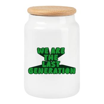 we are the last generation - Cookie Jar with Wooden Lid - white - Front