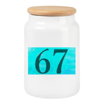 67_Blue - Keksdose mit Holzdeckel - Weiß - Vorne