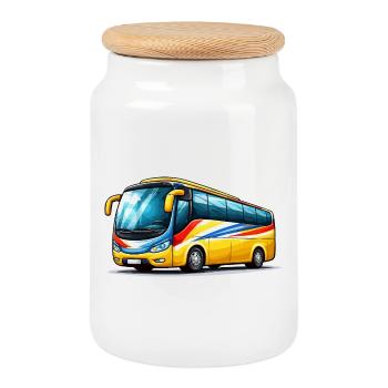 Coach Art Print - Cookie Jar with Wooden Lid - white - Front