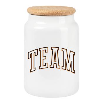 Team Outline - Keksdose mit Holzdeckel - Weiß - Vorne