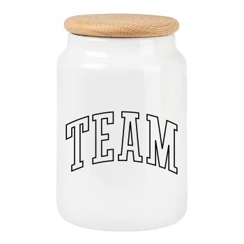 Team Outline - Keksdose mit Holzdeckel - Weiß - Vorne