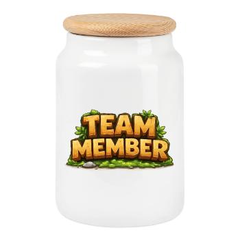 Team Members - Cookie Jar with Wooden Lid - white - Front
