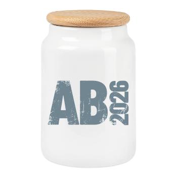 Abi 2026 - Abitur - Geschenk | minimal Design - Keksdose mit Holzdeckel - Weiß - Vorne