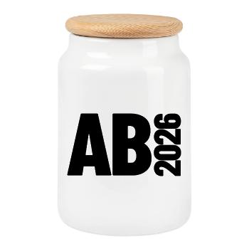 Abi 2026 - Abitur - Geschenk | minimal Design - Keksdose mit Holzdeckel - Weiß - Vorne