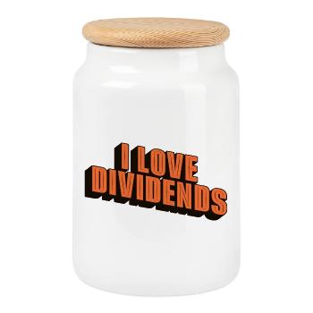 i love dividends - Cookie Jar with Wooden Lid - white - Front
