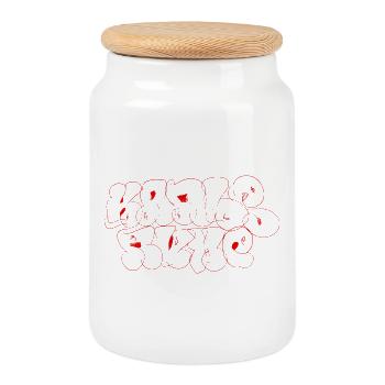 Karlsruhe Street Art Souvenir Graffiti Style - Cookie Jar with Wooden Lid - white - Front