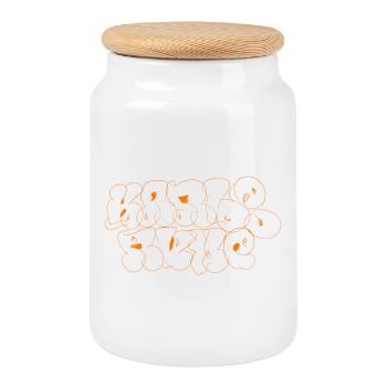 Orange Graffiti Karlsruhe Souvenir - Cookie Jar with Wooden Lid - white - Front