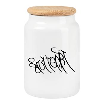 Stuttgart Streetart Cap Souvenir - Keksdose mit Holzdeckel - Weiß - Vorne