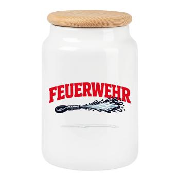 Feuerwehr Spruch Löschen ist Unser Ding - Keksdose mit Holzdeckel - Weiß - Vorne