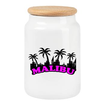 Malibu Neon Pink Font - Cookie Jar with Wooden Lid - white - Front
