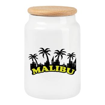 Malibu Skyline - Cookie Jar with Wooden Lid - white - Front