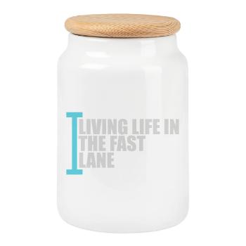Life In The Fast Lane Float Funny Pool Saying - Cookie Jar with Wooden Lid - white - Front