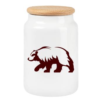 Waldbär Silhouette - Keksdose mit Holzdeckel - Weiß - Vorne