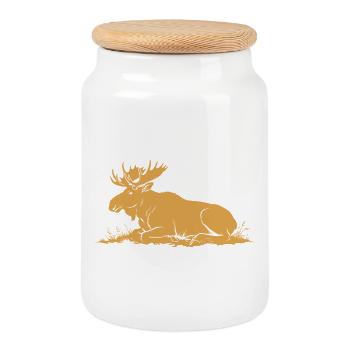 Elk - Cookie Jar with Wooden Lid - white - Front