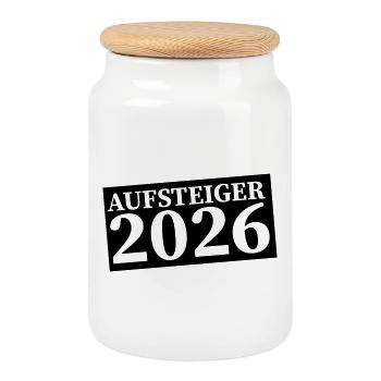 aufsteiger_2026 - Keksdose mit Holzdeckel - Weiß - Vorne