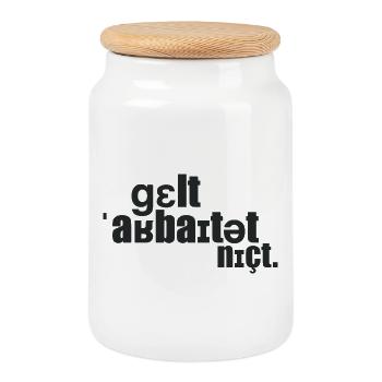 Geld arbeitet nicht. - Keksdose mit Holzdeckel - Weiß - Vorne