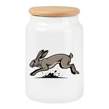 Wild Hare Hare Speed Race Nature - Cookie Jar with Wooden Lid - white - Front