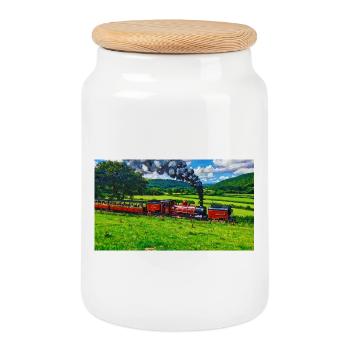 Vale of Rheidol - Cookie Jar with Wooden Lid - white - Front