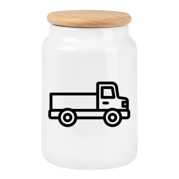 Lkw - Keksdose mit Holzdeckel - Weiß - Vorne