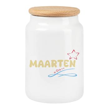 Maarten als Sterne - Keksdose mit Holzdeckel - Weiß - Vorne