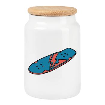 Skateboard Deck Urban Street - Boîte à biscuits avec couvercle en bois - blanc - Devant