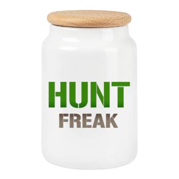 Typographie de la boule verte de Hunt Freak - Boîte à biscuits avec couvercle en bois - blanc - Devant