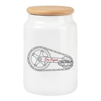 vélo One Engine - Cadeau pour Cyclistes - Boîte à biscuits avec couvercle en bois - blanc - Devant