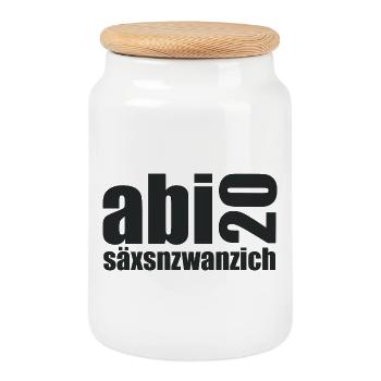 Abi20 Säxsnzwanzich Layout - Keksdose mit Holzdeckel - Weiß - Vorne