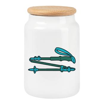 Bâtons de randonnée légers - Boîte à biscuits avec couvercle en bois - blanc - Devant