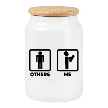 Architect Stick Figures - Cookie Jar with Wooden Lid - white - Front