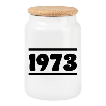 1973 Birthday 1973 - Cookie Jar with Wooden Lid - white - Front