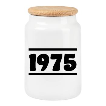 1975 Birthday 1975 - Cookie Jar with Wooden Lid - white - Front