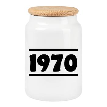 1970 Birthday 1970 - Cookie Jar with Wooden Lid - white - Front