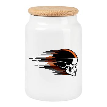 Skull Bicycle MTB Mountain Bike Road Bike Design - Cookie Jar with Wooden Lid - white - Front