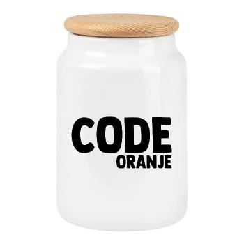 Code Oranje - Nederland - Netherlands Niederlande - Cookie Jar with Wooden Lid - white - Front