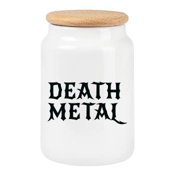 Death Metal fettes Logodesign - Keksdose mit Holzdeckel - Weiß - Vorne