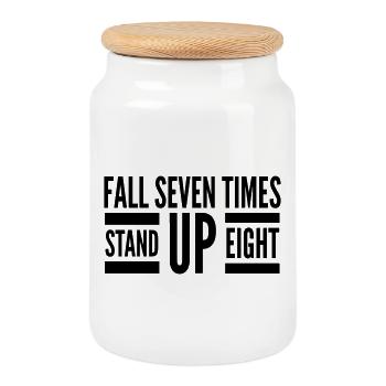 Citation de Fall Seven Stand Eight - Boîte à biscuits avec couvercle en bois - blanc - Devant