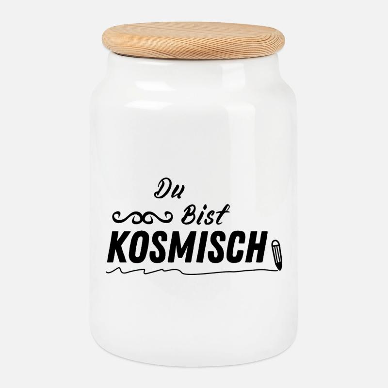 KOSMISCH – Spirituelles Geschenk Mode - Keksdose mit Holzdeckel - Weiß